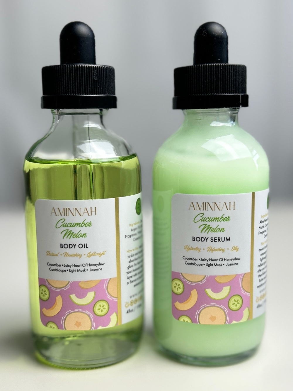 Cucumber Melon Body Serum & Body Oil Bundle by Aminnah